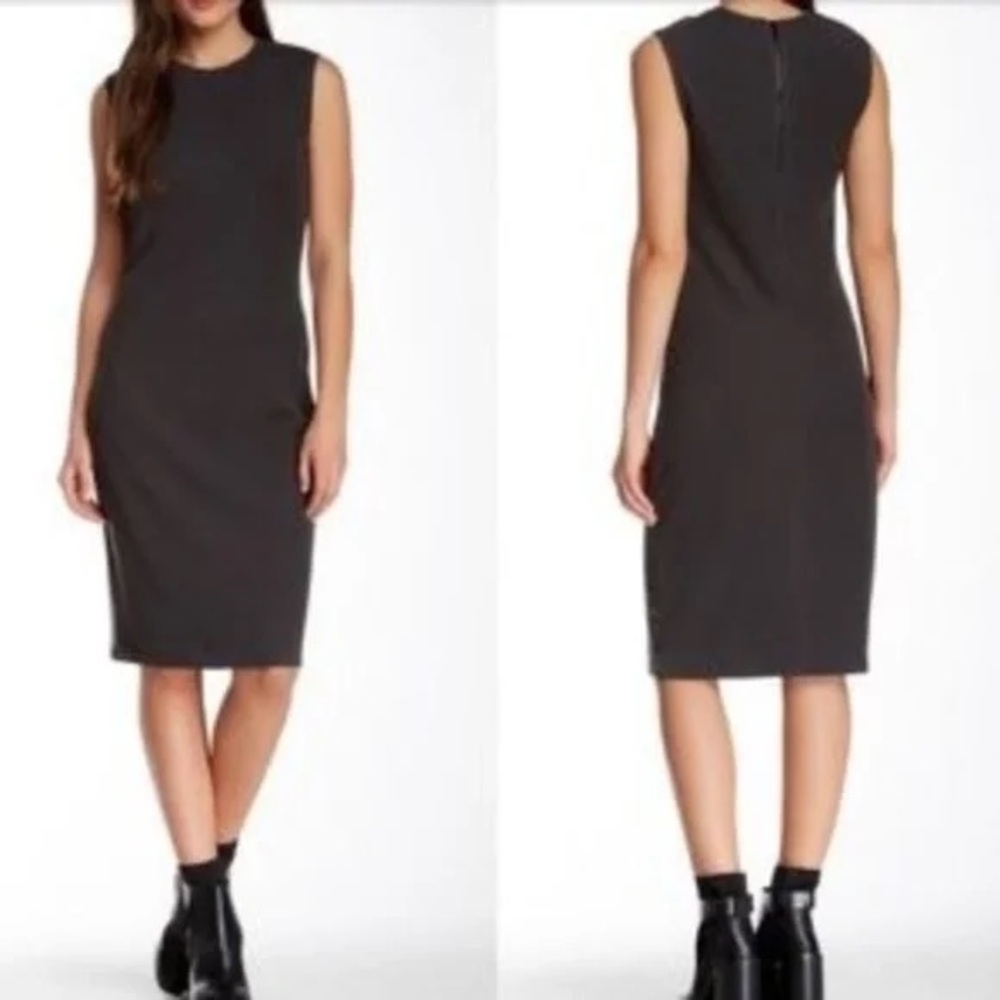 Vince Ribbed Pencil Style Shift Dress Charcoal • Large